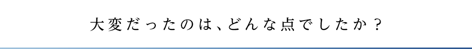 大変だったのは、どんな点でしたか？